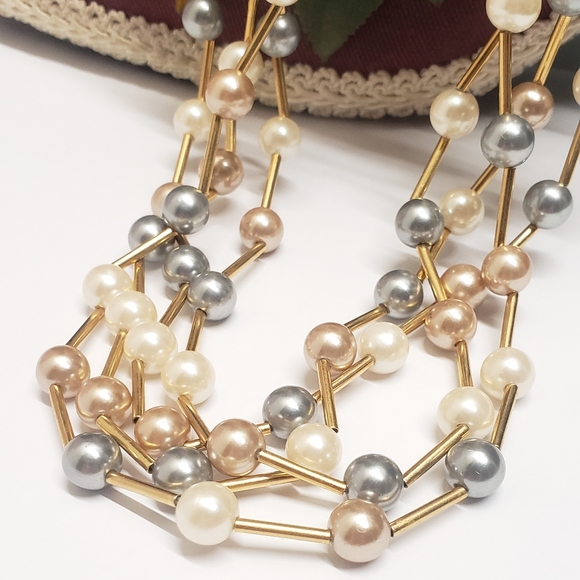 Vintage Avon Multi Color Pearl Beaded Multi Strand Necklace - Picture 9 of 9